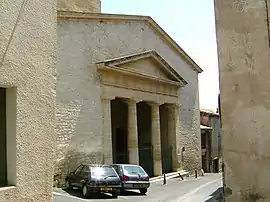 The 19th-century neo-classical fronted temple