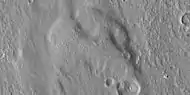 Close view of crater ejecta, as seen by HiRISE under HiWish program.  Note this is an enlargement of the previous image.