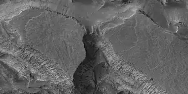 Close view of layers in mound in Galle crater, as seen by HiRISE under HiWish program