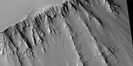 Close view of layers south of Ius Chasma, as seen by HiRISE under HiWish program.  Note: this is an enlargement of a previous wide view.