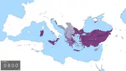 Map of the Eastern Roman Empire after the coronation of Charlemagne as Imperator Romanorum, 800