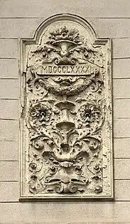Arabesque on a corner of Strada General H.M. Berthelot no. 52, Bucharest, unknown architect, 1890
