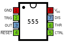 Pinout of 555 single timer