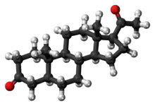 Ball-and-stick model of the 5α-dihydroprogesterone molecule