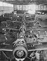 Brewster Buffalo Mk Is being re-assembled inside a hangar at Kallang in March 1941