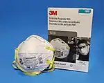 A 3M 8210 filtering facepiece respirator