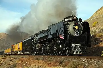 Union Pacific FEF-3 No. 844 running eastbound in California after departing Sacramento on October 4, 2012