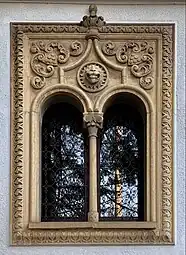 Mediterranean Revival window of the Prof. C.A. Teodorescu House (Bulevardul Eroii Sanitari no. 89), Bucharest, designed by Ion Giurgea, 1941