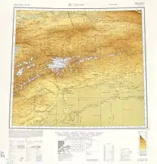 Map including Kuqa (labeled as K'U-CH'E (KUCHA)) and surrounding region from the International Map of the World (AMS, 1950)