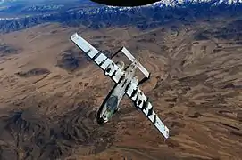 Underside of A-10 Thunderbolt II with false canopy painted in, as if the plane was the right way up, imitating itself