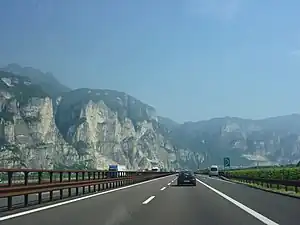Autostrada A22 runs through Po Valley and Alps linking Modena, Italy, to Brenner Pass, a mountain pass which forms the border between Italy and Austria
