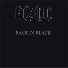 A black cover with "AC/DC / BACK IN BLACK" in grey