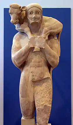 The Moschophoros or calf-bearer, c. 570 BC, Athens, Acropolis Museum