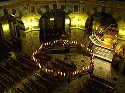 Wheel chandelier attributed to Frederick Barbarossa, night view from above