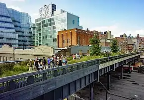 View of the High Line aerial greenway in New York, looking south at 20th Street.