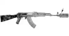 AK-47 with Kalashnikov grenade launcher mounted on the muzzle.