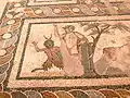 Roman Age mosaic, Dionysos and satyr