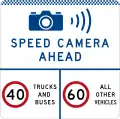 (G6-328-5) Speed Camera Ahead (Speed Limits per Category) (used in New South Wales)