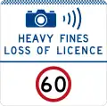 (G6-329-1) Speed Camera (Heavy Fines Loss of Licence) (Speed Limit) (used in New South Wales)