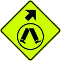 (W6-V2-1) Pedestrian Crossing Ahead on Side Road (veer right) (used in Victoria)