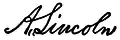 President Abraham Lincoln's signature as it appeared on the United States Patent that restored the Mission property to the Catholic Church in 1862. This is one of the few documents that the President signed as "A. Lincoln" instead of his customary "Abraham Lincoln". 