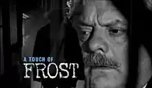 Series title over a headshot of Frost peering through cell bars