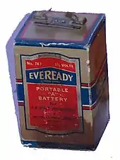 Eveready #742 1½ volt "A" battery with Fahnestock clip terminals for vacuum tube radios (1920s logo)