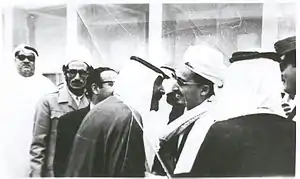 Abdullah bin Hussein Al-Ahmar with Prince Muhammad bin Ahmed Al-Sudairi in 1973. Sheikh Al-Ahmar's salary was 1.78 million US dollars per month