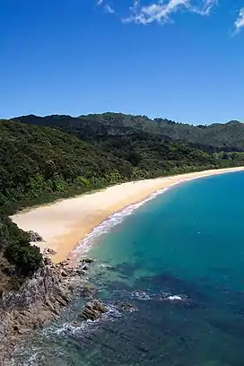 Tōtaranui is a 1 km long beach and the location of a large campsite.