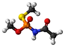 Ball-and-stick model of the acephate molecule