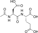 Stereo, skeletal formula of N-acetylaspartylglutamic acid