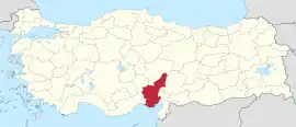 Location of the province within Turkey