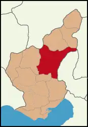 Map showing Kozan District in Adana Province