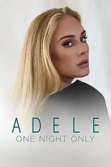 A blonde woman with green eyes. Below her is the blue text "Adele One Night Only"