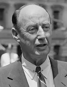 Black-and-white photographic portrait of Adlai Stevenson.