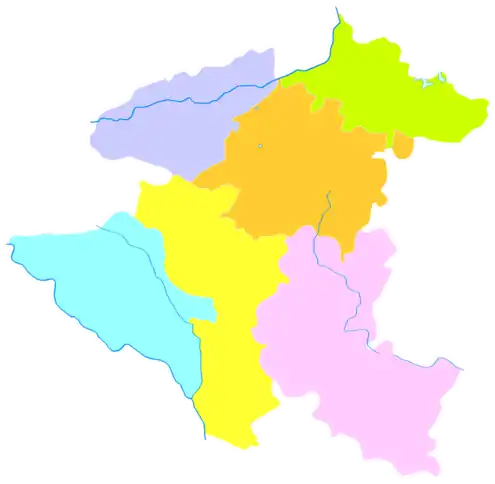 Ziyun is the southernmost division (pink) in this map of Anshun