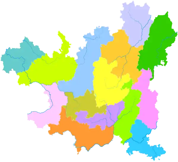 Yuqing is the division at the southeastern corner of this map of Zunyi