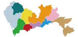 Bao'an District (the leftmost, highlighted in mint) within Shenzhen