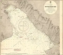 Novorossiysk in 1919, from an Admiralty chart