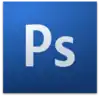 Adobe Photoshop CS3 logo with white uppercase "P" and white lowercase "s" centered on medium blue background color