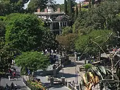 New Orleans Square(the Haunted Mansion in the background and Fantasmic! viewing area in the foreground in 2010)