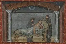 Chaise longue (Klinai) in a 4th-century Roman manuscript