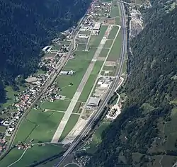 The airport and the village of Ambrì