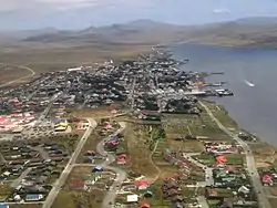 Aerial view of Stanley, Falkland Islands