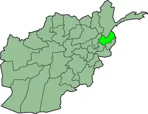 Map showing present-day Nuristan Province of Afghanistan