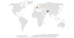 Map indicating locations of Afghanistan and Germany