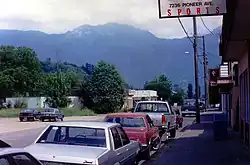 A view of the mountains from the street