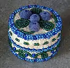 21st-century Athabaskan moosehair tufting on beaded hide box,Fairbanks, Alaska