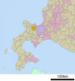 Location of Akaigawa in Hokkaido (Shiribeshi Subprefecture)