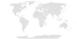 Map indicating locations of Albania and Palestine